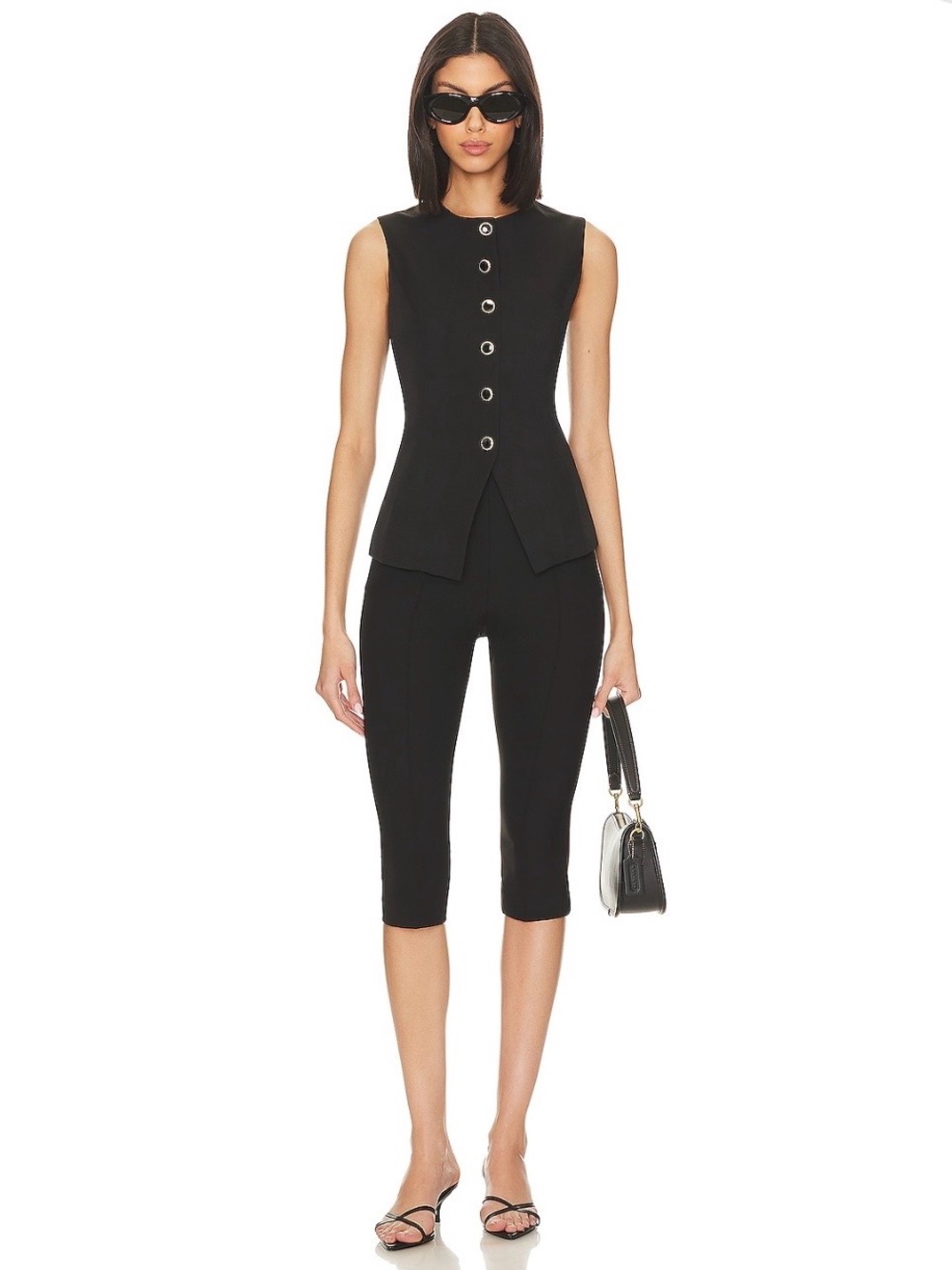 Women's Black Sleeveless Waist-Tie Tank Top